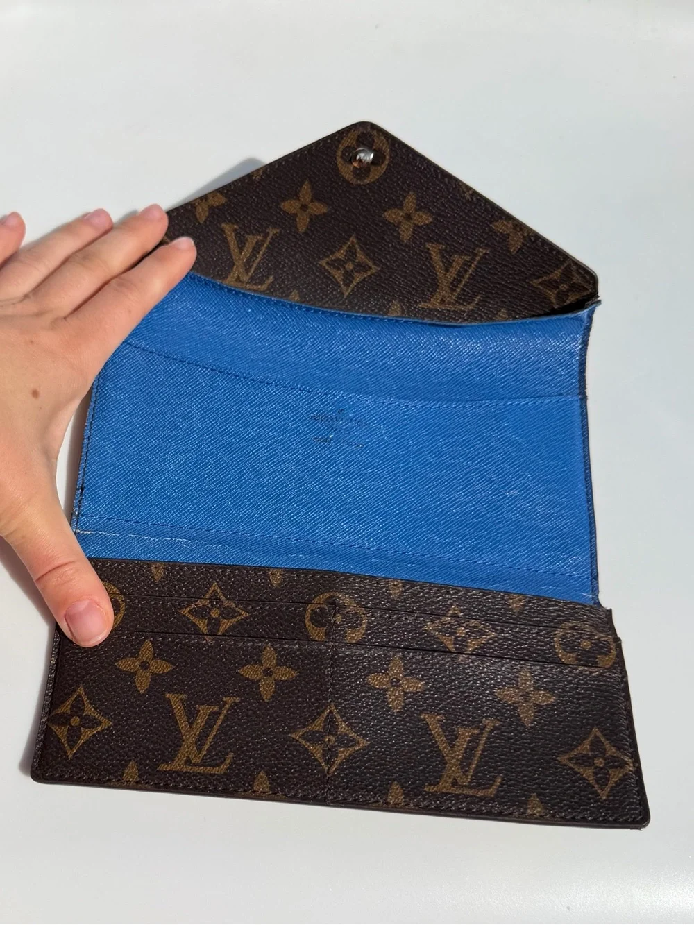 Louis Vuitton Sarah Wallet Monogram Canvas Blue - Authentic Made in France Y2K